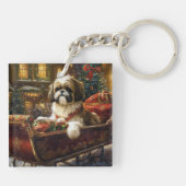 Shih Tzu Kerstfeest Seizoen Sleutelhanger (Achterkant)