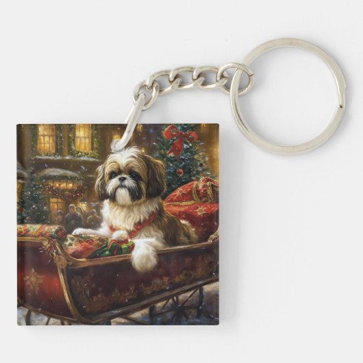 Shih Tzu Kerstfeest Seizoen Sleutelhanger (Achterkant)