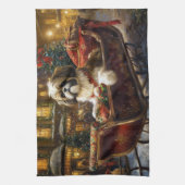 Shih Tzu Kerstfeest Seizoen Theedoek (Verticaal)