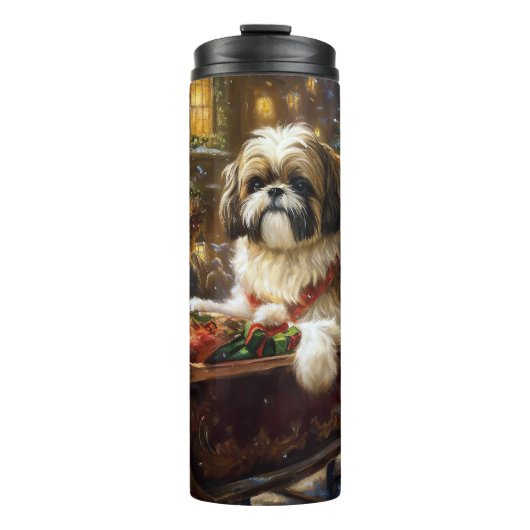 Shih Tzu Kerstfeest Seizoen Thermosbeker (Voorkant)