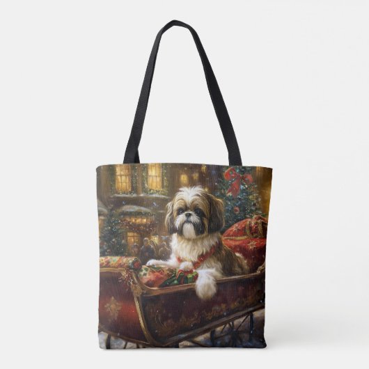 Shih Tzu Kerstfeest Seizoen Tote Bag (Achterkant)