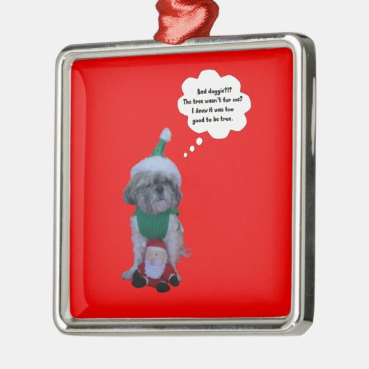 Shih Tzu Kerstfeestdag Premium Metalen Ornament (Links)