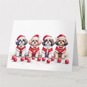 Shih Tzu Kerstjurk Kerstman Hoed Kaart