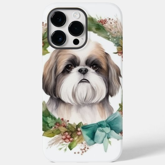 Shih Tzu Kerstkrans feestelijke pup Case-Mate iPhone Case (Achterkant)