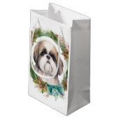 Shih Tzu Kerstkrans feestelijke pup Klein Cadeauzakje (Achterkant Gekanteld)