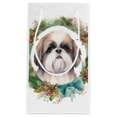 Shih Tzu Kerstkrans feestelijke pup Klein Cadeauzakje (Voorkant)