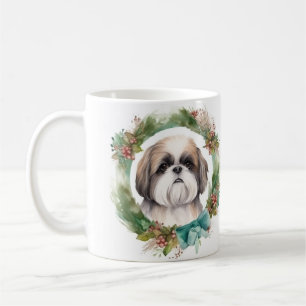 Shih Tzu Kerstkrans feestelijke pup Koffiemok