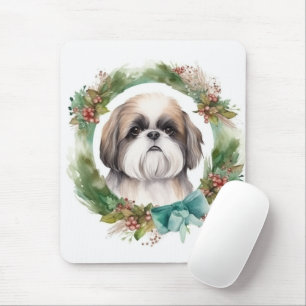 Shih Tzu Kerstkrans feestelijke pup Muismat