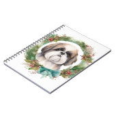 Shih Tzu Kerstkrans feestelijke pup Notitieboek (Linkerzijde)