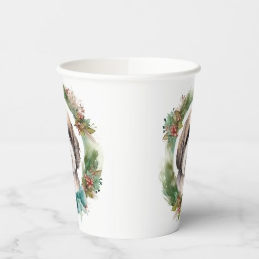 Shih Tzu Kerstkrans feestelijke pup Papieren Bekers (Links)