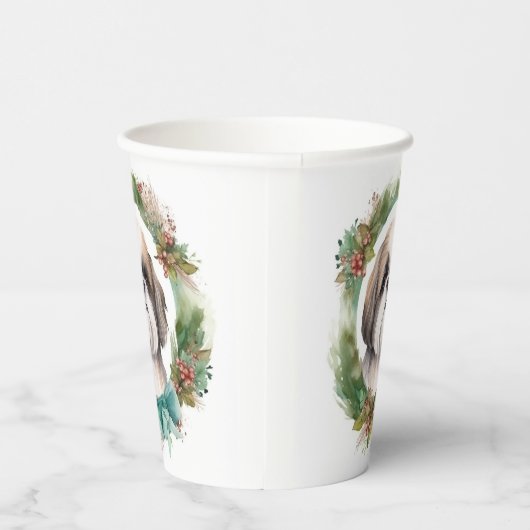 Shih Tzu Kerstkrans feestelijke pup Papieren Bekers (Rechts)