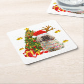 Shih Tzu - kerstlampboom | Kerstmis Kartonnen Onderzetters (Schuin)