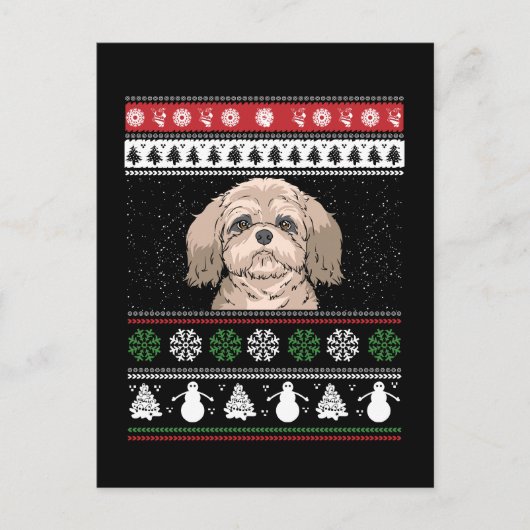 Shih Tzu Kerstmis Briefkaart (Voorkant)