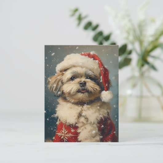Shih Tzu Kerstmis Briefkaart (Staand voorkant)
