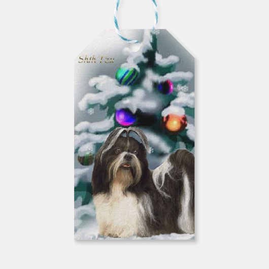 Shih Tzu Kerstmis Cadeaulabel (Achterkant)