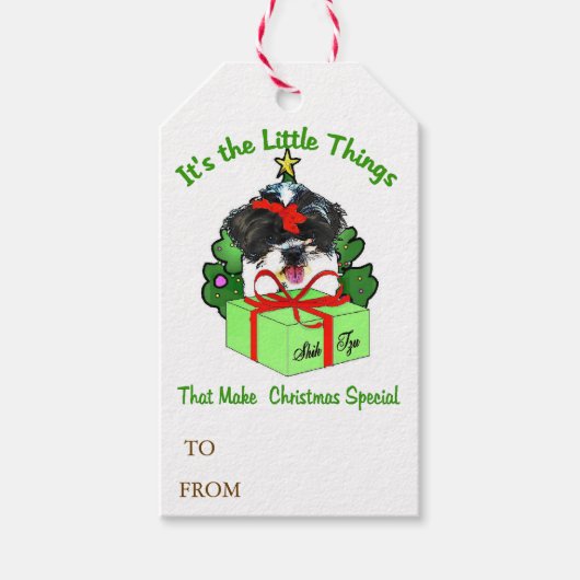 Shih Tzu Kerstmis Cadeaulabel (Voorkant)