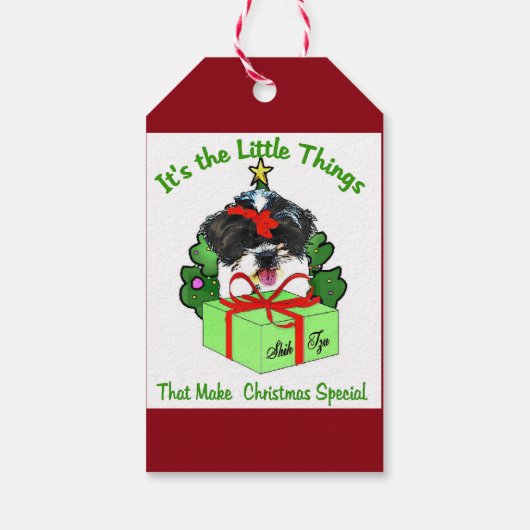 Shih Tzu Kerstmis Cadeaulabel (Achterkant)
