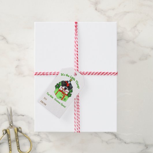 Shih Tzu Kerstmis Cadeaulabel (Met Touw)