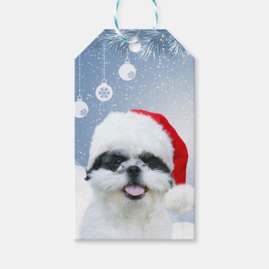 Shih Tzu Kerstmis Cadeaulabel (Voorkant)