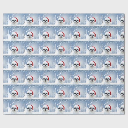 Shih Tzu Kerstmis Cadeaupapier (Vlak)