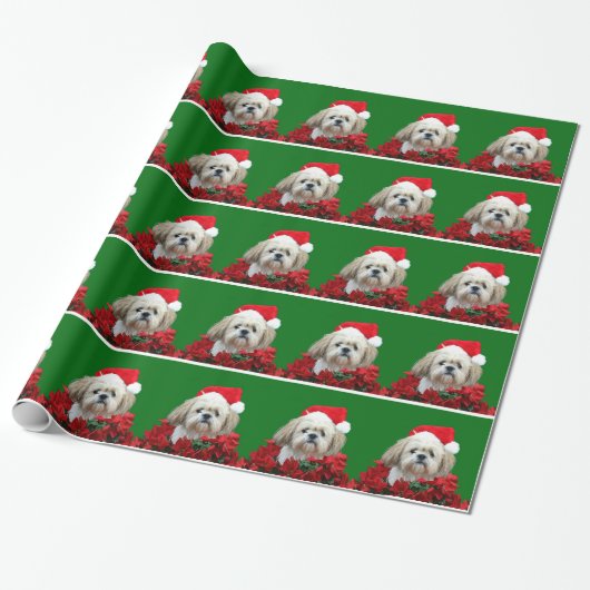 Shih Tzu Kerstmis Cadeaupapier (Uitgerold)