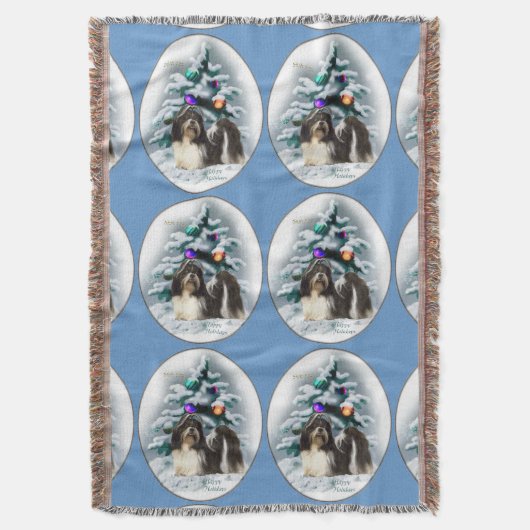 Shih Tzu Kerstmis Deken (Voorkant Verticaal)