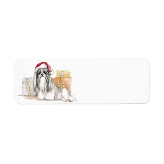 Shih tzu Kerstmis Dog Art Return Address Labels (Voorkant)