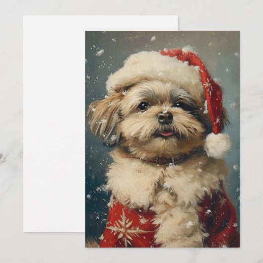 Shih Tzu Kerstmis Feestdagenkaart (Voorkant / Achterkant)