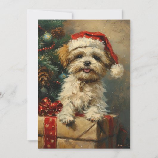 Shih Tzu Kerstmis Feestdagenkaart (Voorkant)