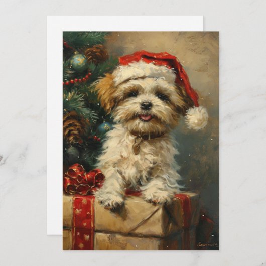 Shih Tzu Kerstmis Feestdagenkaart (Voorkant / Achterkant)