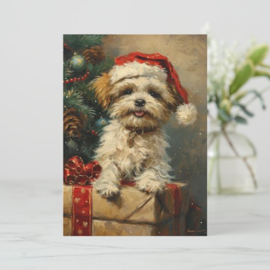Shih Tzu Kerstmis Feestdagenkaart (Staand voorkant)
