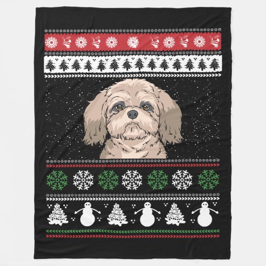 Shih Tzu Kerstmis Fleece Deken (Voorkant)