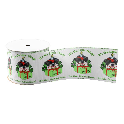 Shih Tzu Kerstmis Grosgrain Lint (Spoel)