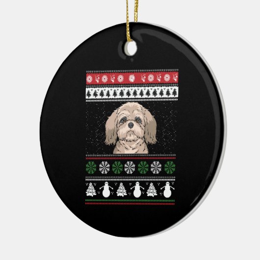 Shih Tzu Kerstmis Keramisch Ornament (Links)
