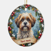 Shih Tzu Kerstmis Keramisch Ornament (Links)