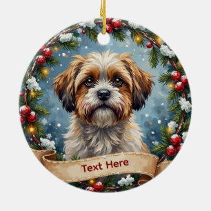 Shih Tzu Kerstmis Keramisch Ornament