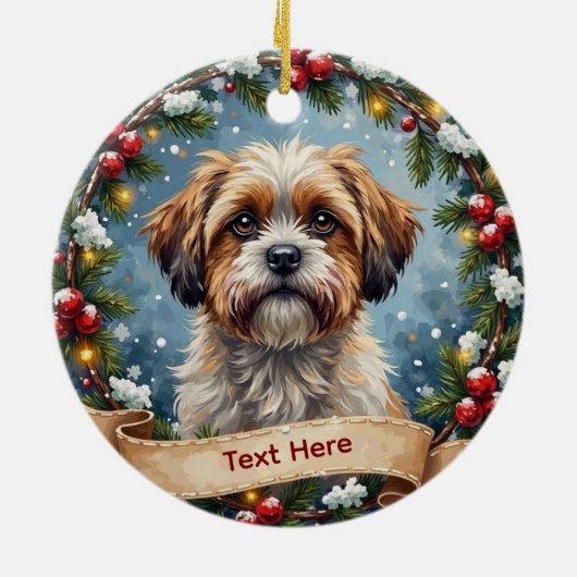 Shih Tzu Kerstmis Keramisch Ornament (Achterkant)
