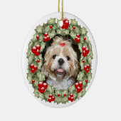 Shih Tzu Kerstmis Keramisch Ornament (Rechts)