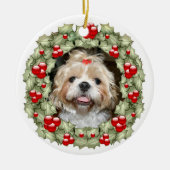 Shih Tzu Kerstmis Keramisch Ornament (Voorkant)