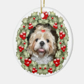 Shih Tzu Kerstmis Keramisch Ornament (Links)