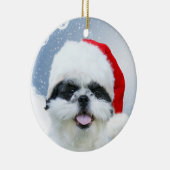 Shih Tzu Kerstmis Keramisch Ornament (Rechts)
