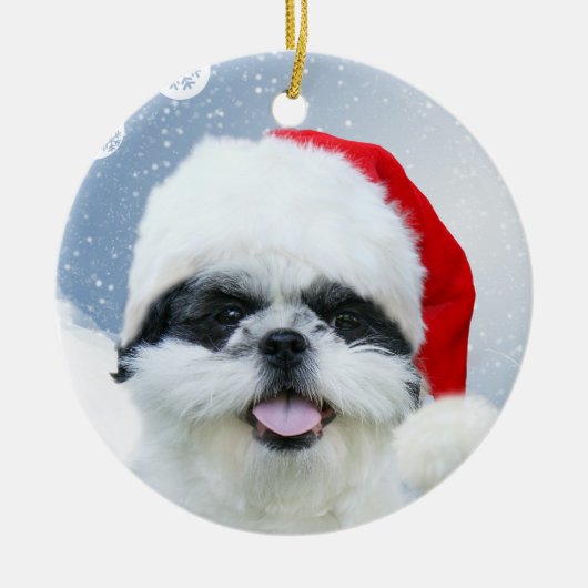 Shih Tzu Kerstmis Keramisch Ornament (Voorkant)