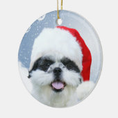 Shih Tzu Kerstmis Keramisch Ornament (Links)