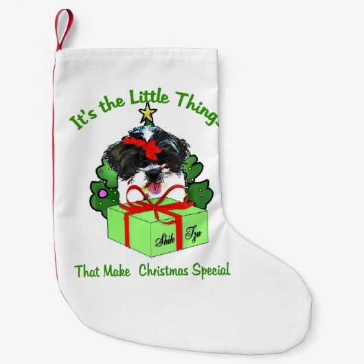 Shih Tzu Kerstmis Kleine Kerstsok (Voorkant)