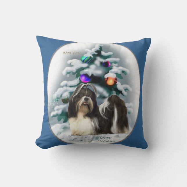 Shih Tzu Kerstmis Kussen (Voorkant)