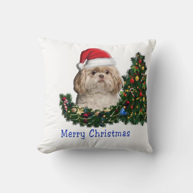 Shih tzu Kerstmis Kussen (Voorkant)