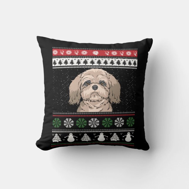 Shih Tzu Kerstmis Kussen (Voorkant)