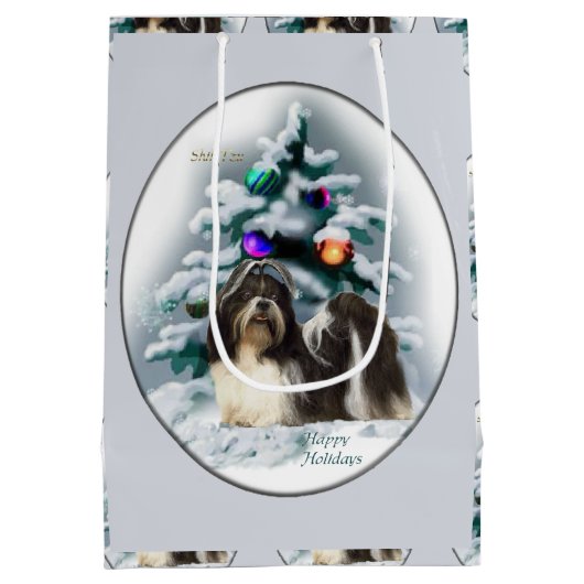 Shih Tzu Kerstmis Medium Cadeauzakje (Achterkant)