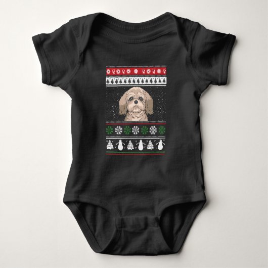 Shih Tzu Kerstmis Romper (Voorkant)