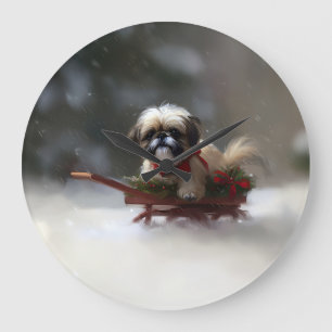 Shih Tzu Kerstmis sneeuw winter Grote Klok
